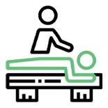 Massage therapy icon with person on table