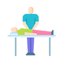Reiki healing session icon on massage table